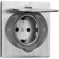 ORNO Toma de corriente empotrada para suelo, grado de protección IP44, acero inoxidable, 3680W