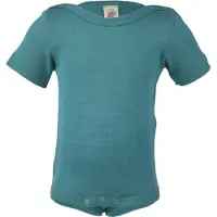 Engel - Baby Bodysuit Short Sleeve with Press Studs on Shoulder - Ropa interior merino size 98/104, turquesa