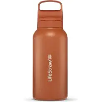 LifeStraw Go Kyoto Orange GOST-1L-ORG Stainless Steel, botella de agua con filtro de 2 fases, 1L