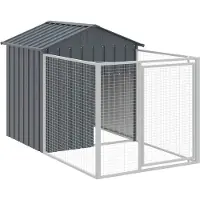 vidaXL Caseta para perros con zona de descanso, color antracita, 117x201x123 cm, acero galvanizado