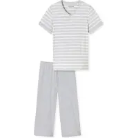 Schiesser Pijama 'Casual Essentials ' gris moteado / blanco