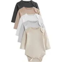 Next Pijama entero/body 'Essential' beige / antracita / gris moteado / blanco