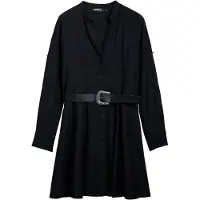 Desigual , Vestido camisero cinturón, Negro, L
