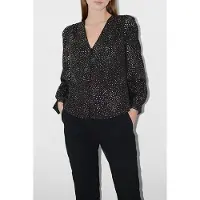 French Connection Speckle Foil Ls V Nk Blouse Black Talla: 8 | Manga Larga Outlet | Mujer | Negro
