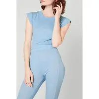 American vintage Round Collar Fitted Short T-shirt Glacier Talla: M | Camisetas de Seda Outlet | Mujer
