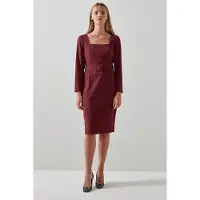 Lk bennett Carringto Midi Dress Burgundy Talla: 14 | Vestidos Midi Outlet | Mujer | Marrón
