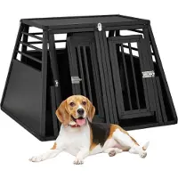 Relaxdays , transportín para perros para coche, doble transportín, para el maletero, con diseño inclinado, separador, dimensiones (alto x ancho x profundidad): 64 x 90 x 82 cm, color negro