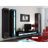 Cama RTVVIGO180N con soporte para TV y mueble de entretenimiento, con 2 estantes