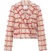 Rich & royal Short Checked Boucle Jacket Sunset Red Talla: 38 | Blazers Outlet | Mujer | Rojo