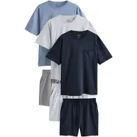 Next Pijama corto azul noche / ópalo / gris oscuro / gris moteado