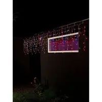 Konstsmide - Cortina de luces LED "Eisregen" (Lluvia de hielo), con globos de colores, 200 diodos de colores, transformador exterior de 24V, cable transparente; modelo 3672-503