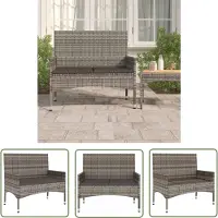 The Living Store Banca de jardín "Living Store" para dos personas, con cojines, color gris, fabricada en polirratán
