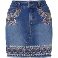 KOROSHI Falda azul denim / oro / blanco