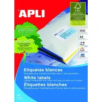 APLI Etiquetas A4 70 x 37 mm — 24 por hoja | Pack 100 hojas