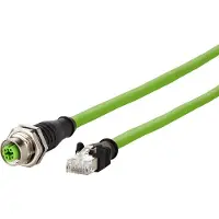 METZ CONNECT 142M4D25100: Cable de red M12, cable de conexión CAT 5e S/UTP de 10 metros, color verde, con cubierta PUR resistente a ácidos