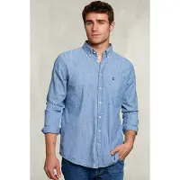 River Woods Slim Fit Jeans Shirt Bleach Denim Talla: S | Camisas Casuales Outlet | Hombre | Azul