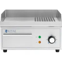 Royal Catering Parrilla eléctrica, placa para asar, superficie lisa y estriada, 360 x 380 mm, 2000 W