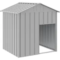 vidaXL Caseta para perros con techo, gris claro, 117x103x123 cm, acero galvanizado