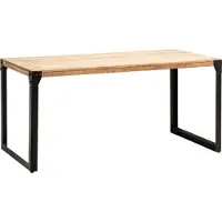 Wohnling Mesa de comedor , 180x90x76 cm, madera maciza de acacia, metal. Mesa de comedor industrial para cocina, con patas de metal. Mesa de madera grande, mesa de comedor para el comedor