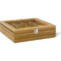 Bredemeijer Caja De Té 12 Compartments With Window Bamboo Natural