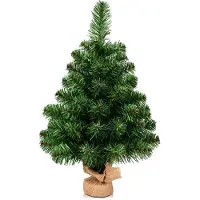 Costway , árbol de Navidad artificial de 60 cm, con base de cemento, hecho de agujas de PVC, ideal para decorar en casa, oficinas, tiendas y hoteles, color verde
