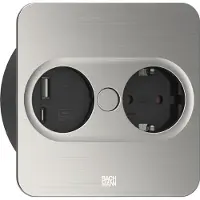 Bachmann TWIST 2, 1xCEE7/3, 1xUSB A/C, 22W, 2,0m, diseño rectangular con apariencia de acero inoxidable