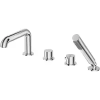 Deante Batería de lavabo de 4 salidas con acabado cromado, juego de ducha, fabricada en latón, con aireador: elegancia y funcionalidad para cualquier baño.