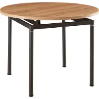 En.casa Mesa de comedor 'Hemnes' para 4 personas, diámetro 100 cm, patas de acero, aspecto de roble