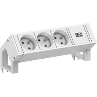 Bachmann Escritorio DESK2, color blanco, 3 compartimentos UTE, profundidad 0,2 metros, con toma de corriente GST18 y acabado RAL9010