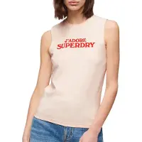 Superdry para mujer. W6011834A Camiseta ajustada gráfica Sport Luxe rosa (L), Casual, Algodón, Sin mangas / Tirantes, outlet 2026.
