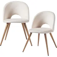 En.casa Silla de comedor "Karijoki", juego de 2 unidades, sillones tapizados en terciopelo, patas de metal, 77 x 50 x 55 cm, color beige/aspecto madera
