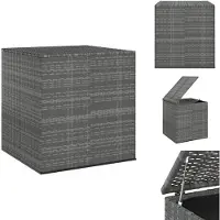 vidaXL Caja para cojines de jardín, material PE, diseño de ratán, 100x97,5x104 cm, color gris - Cajas para jardín