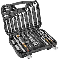 Neo Tools Juego de llaves de vaso 1/4'' 1/2'' 82 piezas