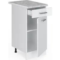 Vicco Mueble bajo de cocina R-Line Blanco alto brillo 40 cm , ET Mármol, Model 29237