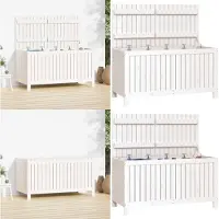 vidaXL Cofre de jardín blanco de 121x55x64 cm, madera maciza de pino - Cofre de jardín - Cofres de jardín - Caja de jardín - Caja de almacenamiento para jardín