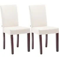 CLP , Juego de 2 sillas de comedor Ina, tapizadas en tela con estructura de madera. Color: crema. Color de la estructura: cappuccino