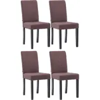 CLP Conjunto de 4 sillas de comedor Ina, con tapicería de tela. Sillas acolchadas con estructura de madera. Sillas para cocina con protectores para el suelo. Color: marrón. Color de la estructura: negro
