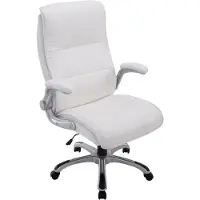 CLP Silla de oficina XXL VILLACH con revestimiento de cuero sintético. Silla de escritorio con altura ajustable y reposabrazos plegables. Silla giratoria con ruedas, color: blanco