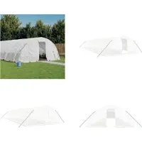 vidaXL Invernadero con estructura de acero, color blanco, 70 m², dimensiones 14x5x2,3 metros