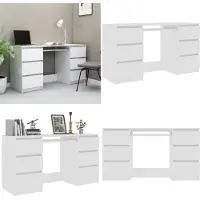 vidaXL Escritorio blanco de 140x50x77 cm, fabricado en material de madera. - Escritorio - Escritorios - Mesa de ordenador - Mesas de ordenador