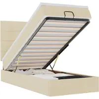 vidaXL : Otomana con cama y luces LED, color crema, 90x190 cm, tapizada en tela
