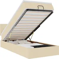 vidaXL : Otomana con cama y luces LED, color crema, 90x190 cm, tapizada en tela