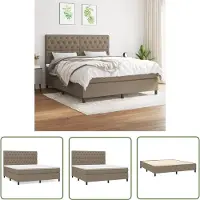 The Living Store Cama con somier y colchón Living, color taupe, 160x200 cm, tapizada en tela
