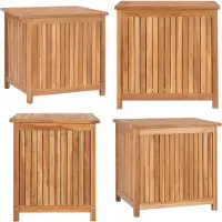 vidaXL Caja de jardín de 60x50x58 cm, madera maciza de teca - Caja de almacenamiento para jardín - Cajas de almacenamiento para jardín - Caja para herramientas - Cajas para herramientas