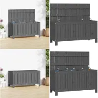 vidaXL Cofre de jardín gris de 115x49x60 cm, madera maciza de pino - Cofre de jardín - Cofres de jardín - Caja de jardín - Caja de almacenamiento para jardín