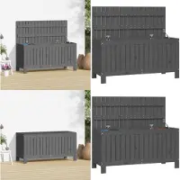 vidaXL Cofre de jardín gris de 108x42,5x54 cm, fabricado en madera maciza de pino. Cofre para jardín, cajas de almacenamiento para jardín