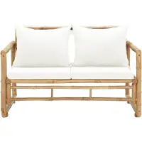 The Living Store Sofá de jardín de 2 plazas "" con cojines, fabricado en bambú