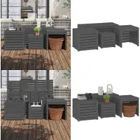 vidaXL Juego de 4 cajas para jardín, color gris, madera maciza de pino