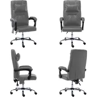 vidaXL Silla de oficina con masaje, color antracita, tapizada en cuero sintético - Silla de oficina - Sillas de oficina - Silla de oficina con masaje - Sillas de oficina con masaje