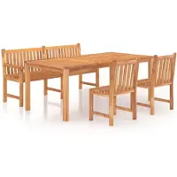 vidaXL - Juego de mesa de jardín de 4 piezas, madera maciza de teca - Juego de mesa para jardín - Juegos de mesa para jardín - Muebles de jardín - Muebles para terraza
